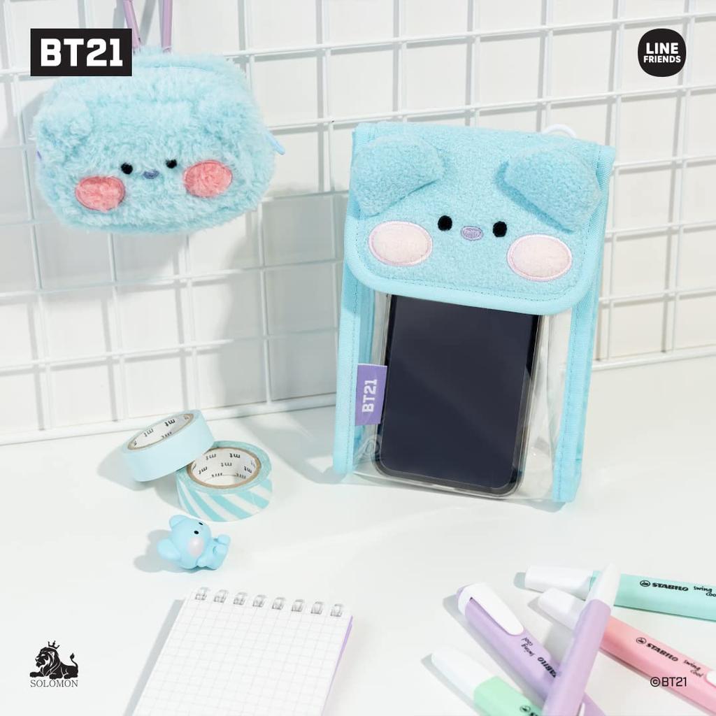 Solomon Shoji BT21 Minini PVC Bag, Clear Pouch, Smartphone Pouch, Mini Shoulder Bag, Smartphone Shoulder Bag, Operates While Charming (RJ)