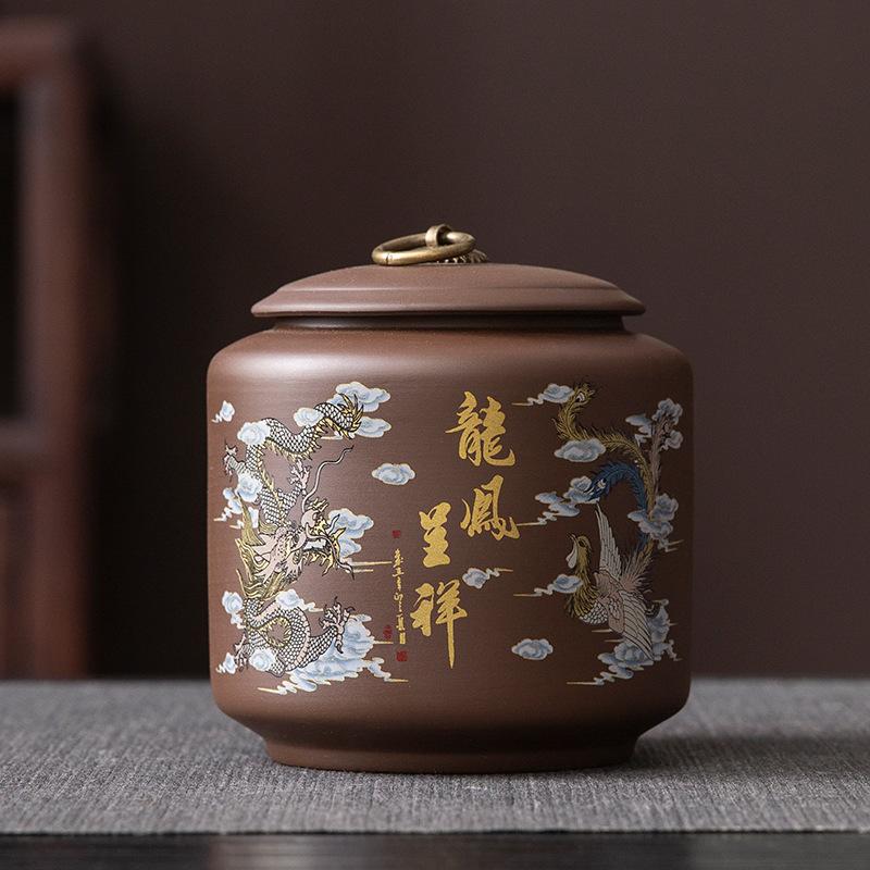 Vintage Tea Jar with Lid Ceramic Sealed Candy Jar Home Multifunctional Coffee Bean Nut Medicinal Material Storage Box Home Decor