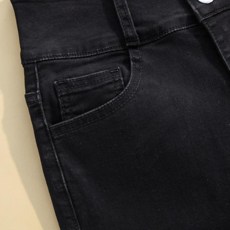 Stretch Jeans s dvojitým zapínáním na malé nohy Slim Slim Pencil Kalhoty