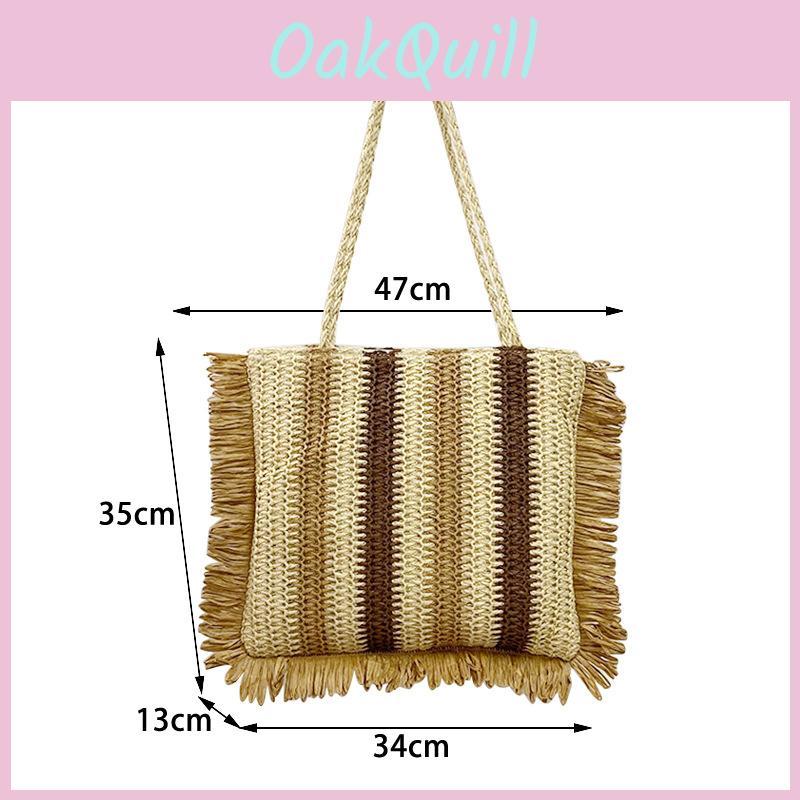 Woven Straw Tote Bag Large Capacity Ecofriendly Beach Bag For Casual Travel