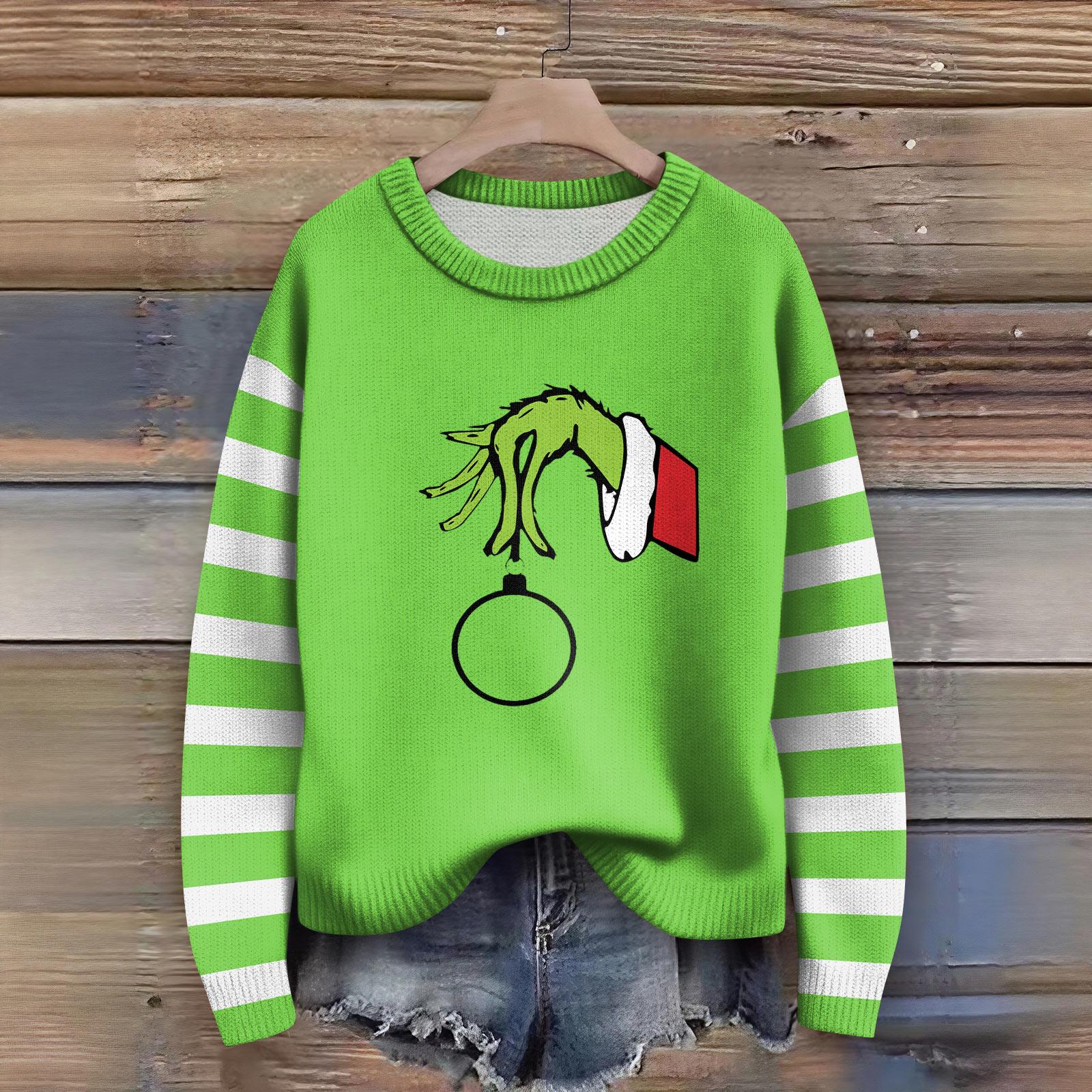 

Пуловеры с длинным рукавом для женщин, с круглым вырезом, повседневные, милые, с принтом, вязаные, оверсайз S красный