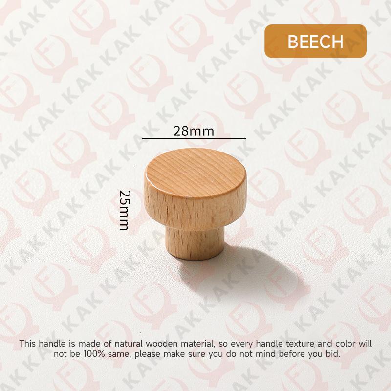 

KAK Wooden Cabinet Knobs andl Handles Walnut Kitchen Cabinet Handle Pulls Beech Drawer Knobs Round Furniture Handle Hardware