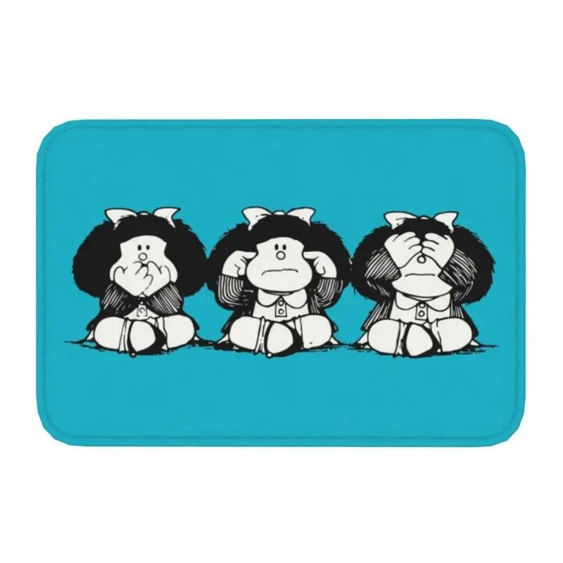 Cartoon Hübsches Mädchen Fußmatte Retro Mafalda Manga Vorderer Boden Eingangsbereich Matte Quino Manga Cartoon Badezimmer Teppich Küchenmatte