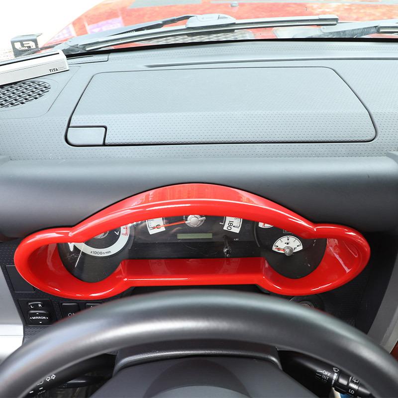 For Toyota FJ Cruiser 2007-21 ABS Carbon Fiber/Red Car Dashboard Display Decorative Frame Interior Accessories Car Modification