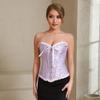 European and American Jacquard Evening Gown with Bone Corset Waist Cincher