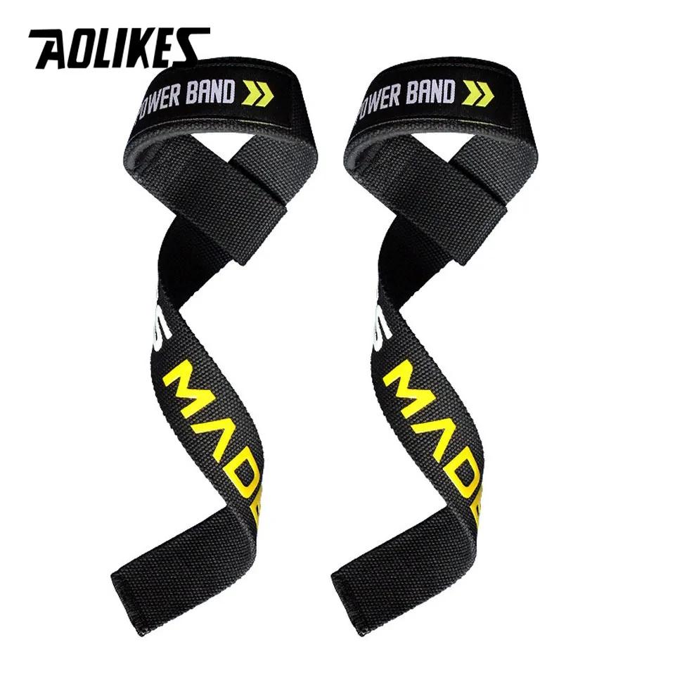 Aolikes 1 Pair Weight Lifting Wrist Straps Fitness Bodybuilding Training Gym Crossfit Lifting Straps With Non Slip Flex Gel Grip