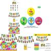 Hawaiian Theme Party Decorations Set Paper Cake Insert Balloons Bunting Flags