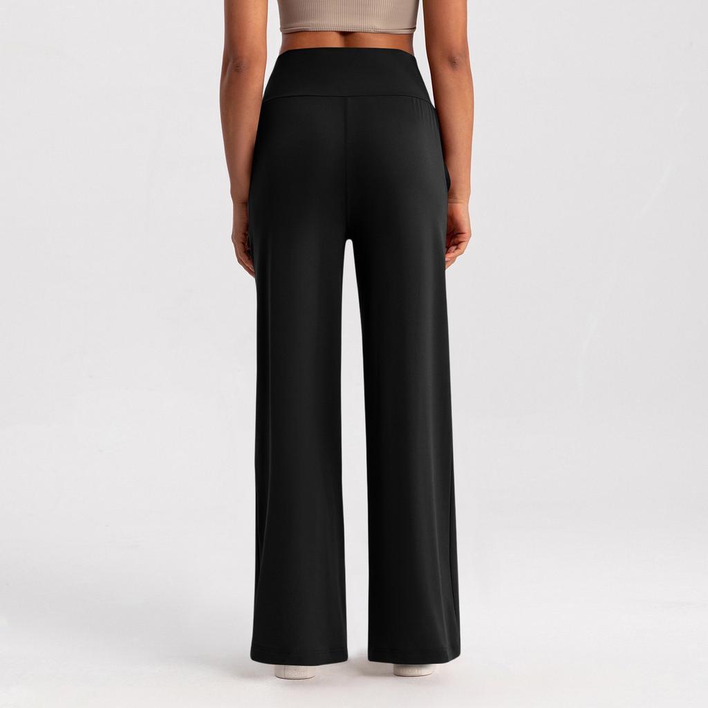 Lässige Hose mit weitem Bein für Damen, hohe Taille, elastisch, bequeme Hose