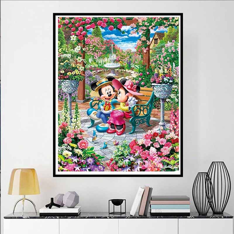Disney Diamond Painting Mickey Minnie Garden Date-themed Art Painting Rhinestone 5D Mosaic Handmade DIY Cross stitch Gift Home Decoration
