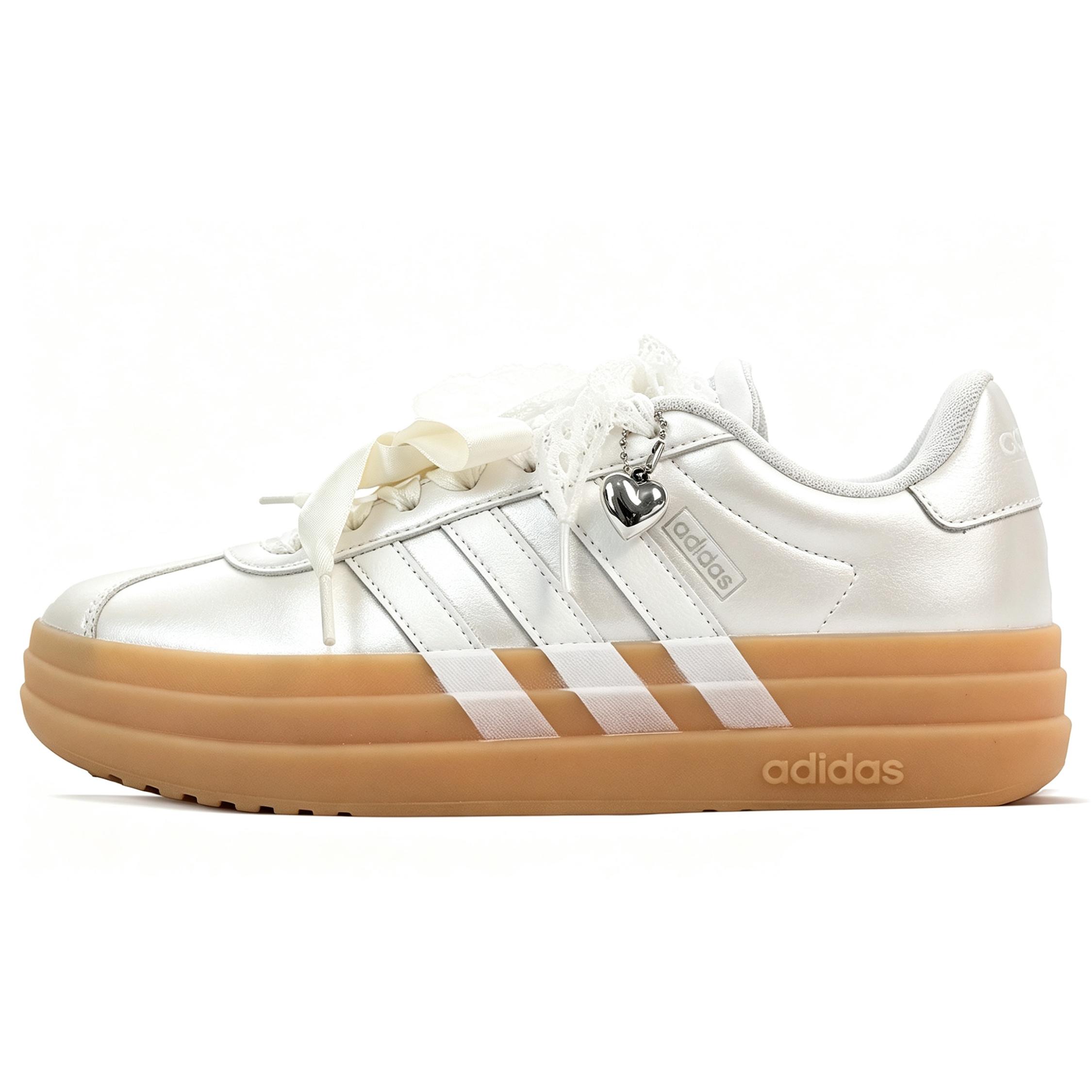 

Adidas VL Court Bold Leather Low top Skateboard Shoes Women s Silver White IH3083(Team1999-) 38