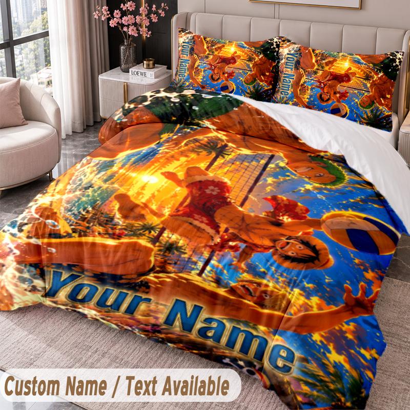 Custom Name Text 3Pcs Bedding Set One Piece Duvet Cover And Two Pillowcases
