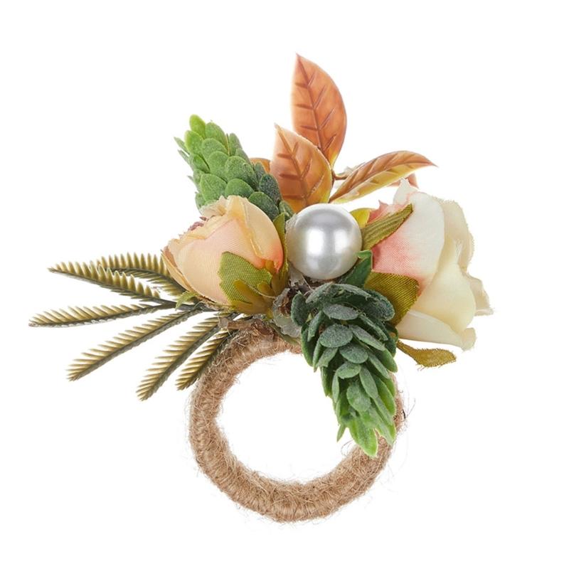 Pack of 6 Elegant Floral Table Decors Napkin Rings Faux Flower Napkin Rings Unique Table Decors for Various Occasion