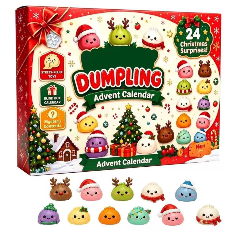 Kerst Squishies Adventskalender 2026 24 Dagen Aftellen Dumpling Squishy Speelgoed Langzaam Rijzend Knijp Fidget Sensorisch Decor Cadeau