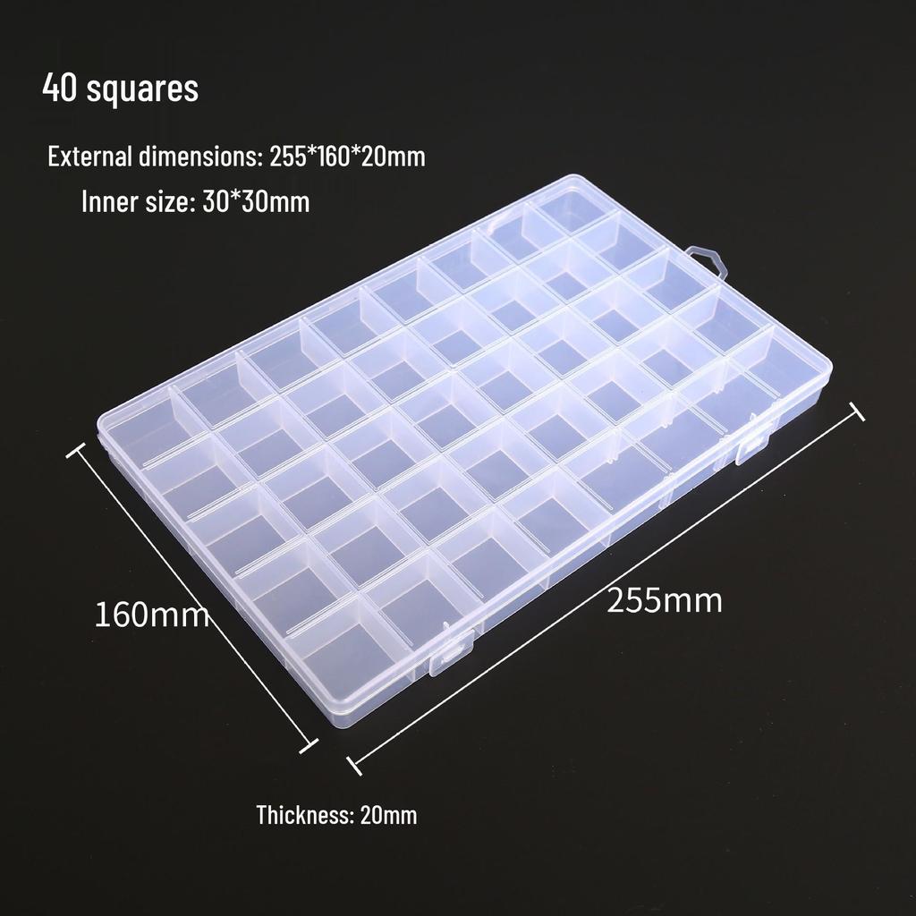Aufbewahrungsbox aus transparentem Kunststoff mit 24 Fächern für Nailart, Strasssteine, Perlen und Schmuckzubehör