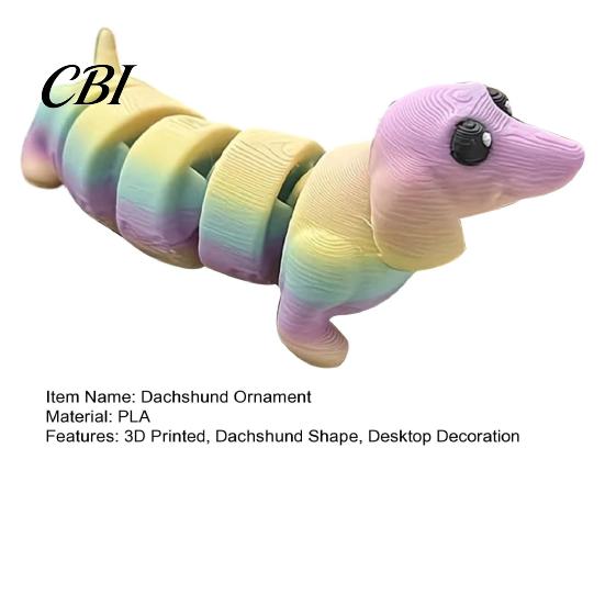 Tierische Desktop-Dekoration 3D-gedruckte Dackel-Figur, Gelenkiger Hunde-Fidget-Spielzeug, Welpen-Sammlerstück-Spielzeugfigur mit beweglichen Gelenken, für Zuhause und Büro