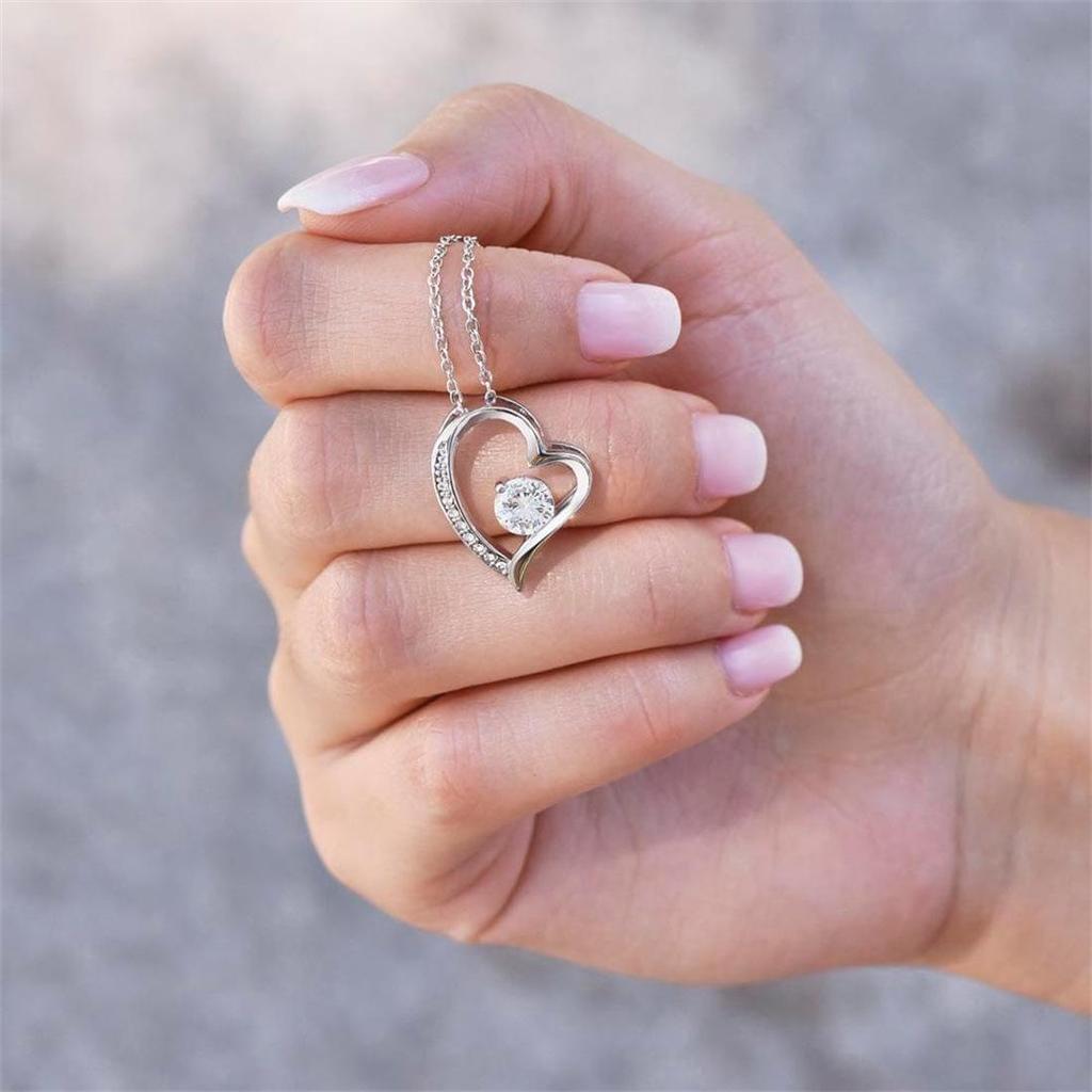 Eternal Heart Zirconia Long Necklace: High-Luxury Stainless Steel Clavicle Chain with Love Heart Pendant