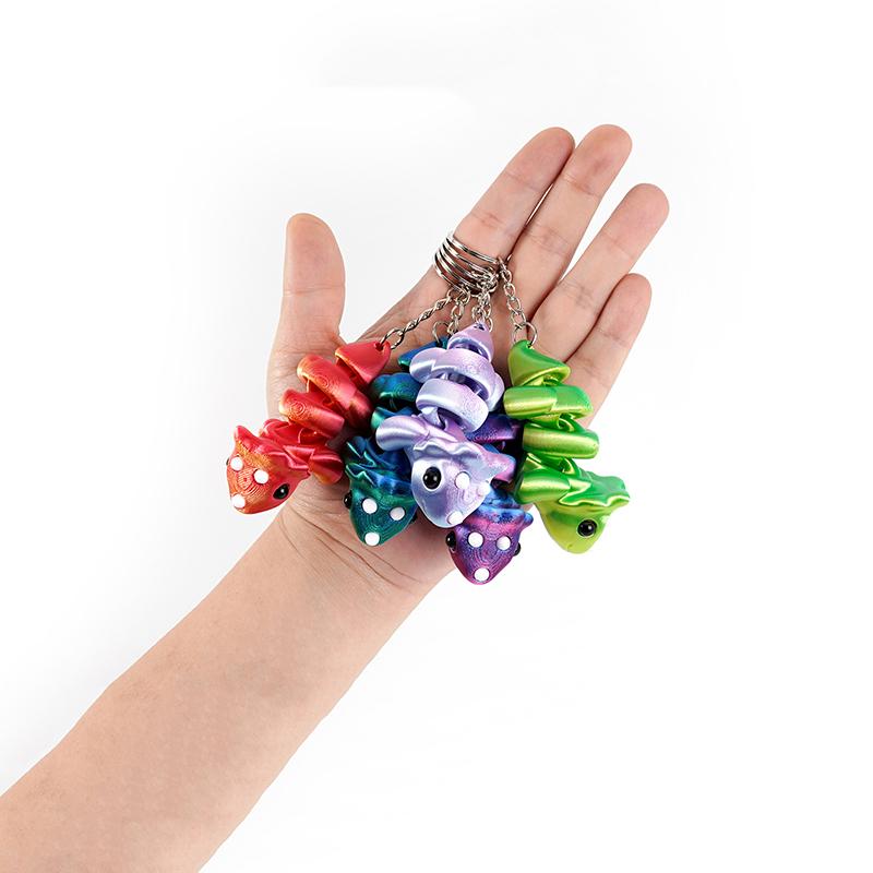 Kreativní 3D tisk Vícebarevná klíčenka Triceratops Roztomilý pohyblivý simulační zvířecí přívěsek Příslušenství přívěsku na tašku Dětský dárek