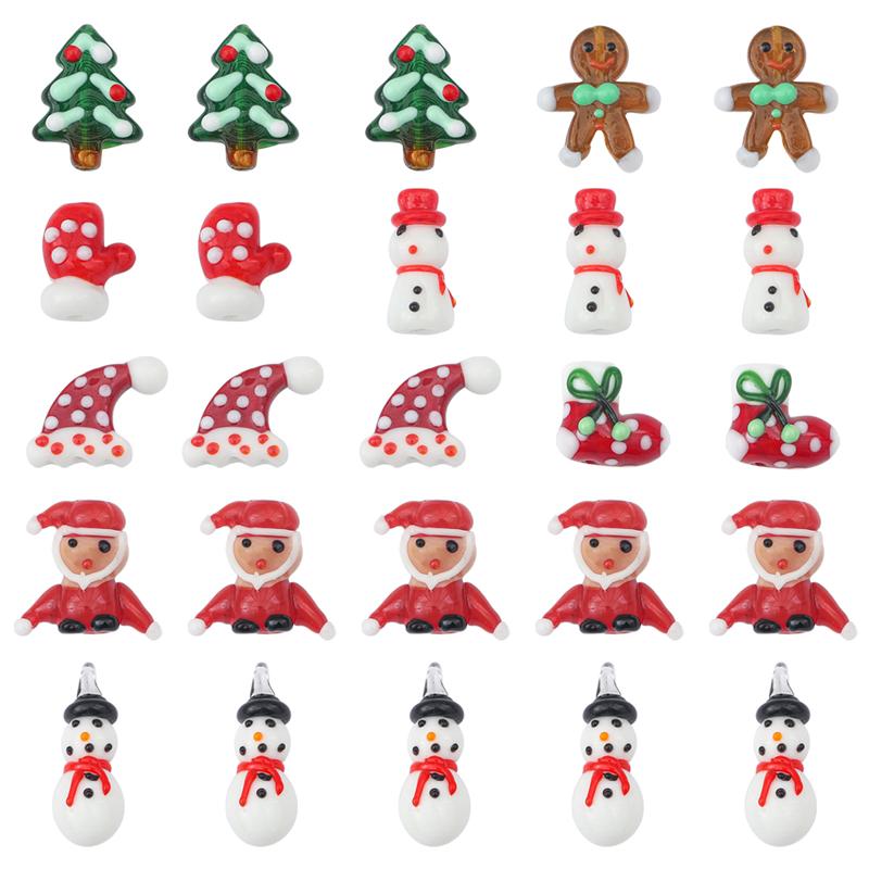 1 buc. Seria de Crăciun glazură colorată, pictate manual, margele de desene animate pentru realizarea de bijuterii, decorațiuni cu farmec DIY