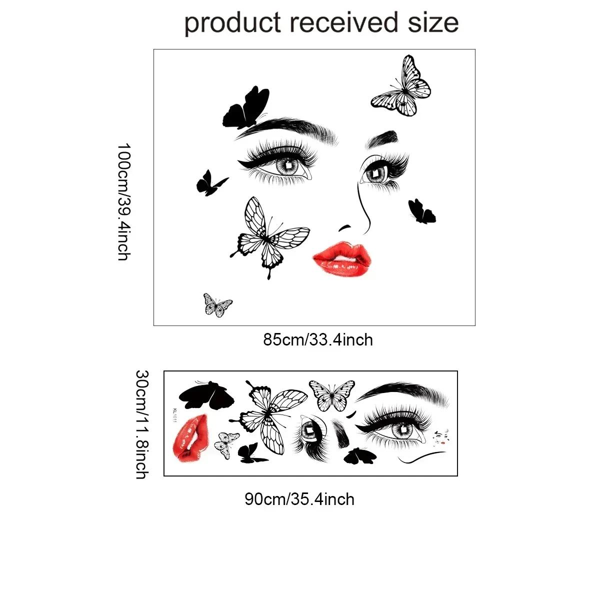 

Красота Женское Лицо Наклейка на Стену Декаль Салон Красоты Обои Косметика Макияж Настенная Наклейка Фреска Съемная Салон Декорация