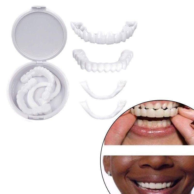 On Fake Snap Teeth Upper Lower Dental Veneers Denture Tooth Cover Simulation Set