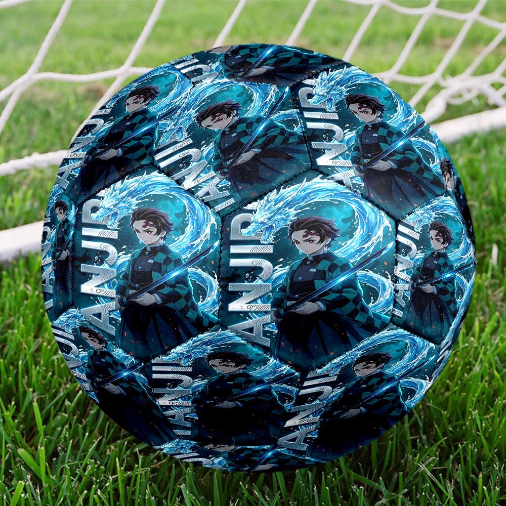 Demon Slayer Print Size 5 Soccer Ball, Standard Match Football for Sports Game and Team Practice, Ideal Gift for Soccer Fans