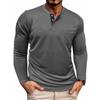 Men’s Long-Sleeved T-Shirt: Loose-Fit, Plain-Coloured, Pocket-Detail, Sports & Casual Top for Men