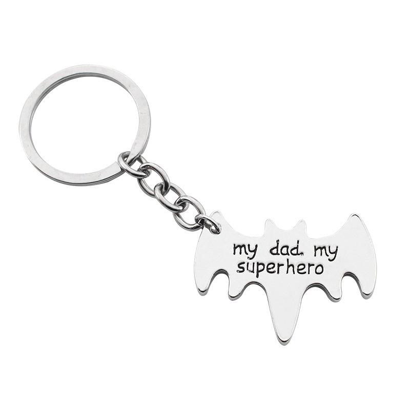Cartoon  keychain lettering my dad my super hero superhero keychains for father's day gift