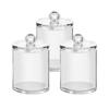 Glass Holder Dispenser For Bathroom Clear Canister Jar For Cotton Swabs, Balls, Pads, Floss Picks, Small Containers For Makeup Storage