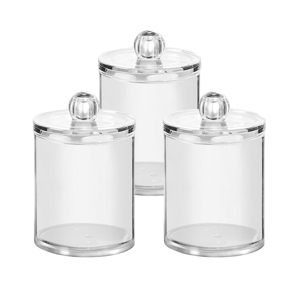 Glass Holder Dispenser For Bathroom Clear Canister Jar For Cotton Swabs, Balls, Pads, Floss Picks, Small Containers For Makeup Storage
