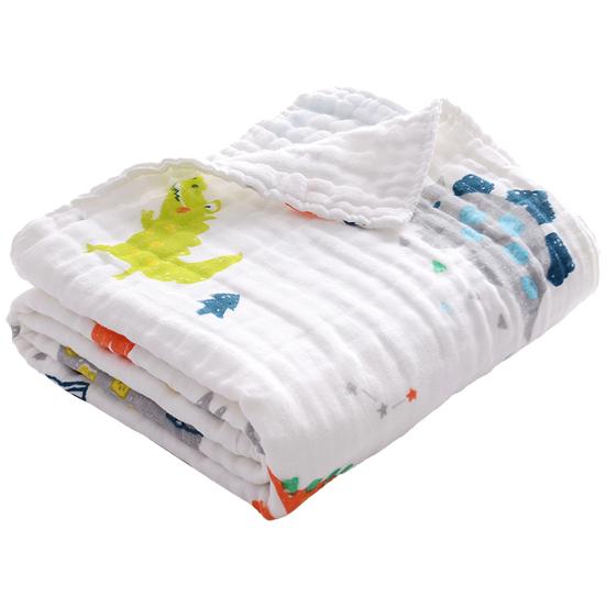 Baumwoll-Babydecke, auffällig, hält den Körper trocken, bedruckt mit Cartoon-Motiv, dünnes Pucktuch für Neugeborene