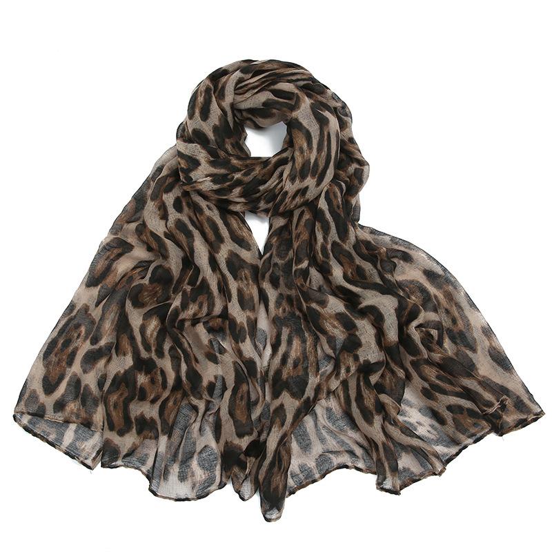 WTEMPO 1PC Outdoor Travel Sunscreen Gauze Scarves Classic Windproof Cold-proof Leopard Printed Scarf Shawls