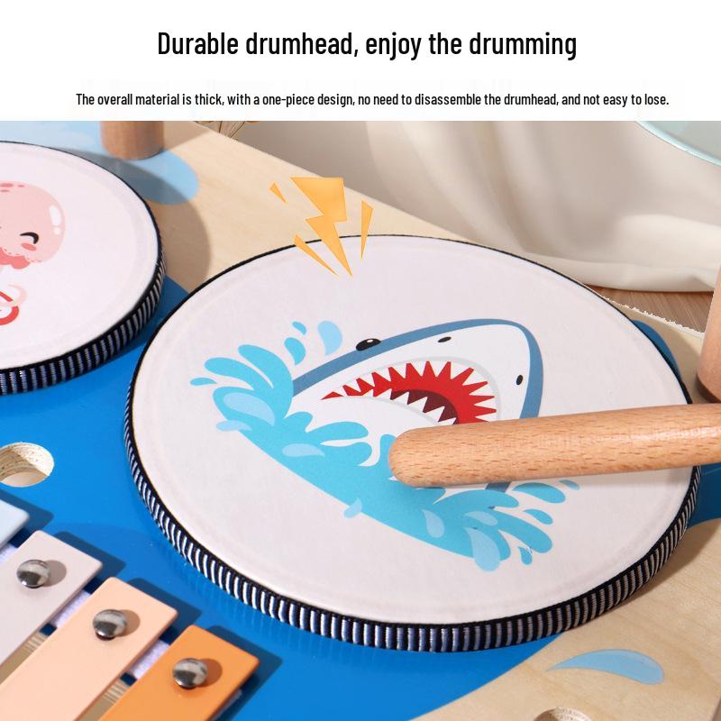 Children's Wooden Music Stand & Drum Set Montessori Xylophone Toy