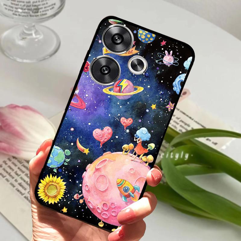 For POCO F6 Pro 5G Case POCOF6 Shockproof Soft TPU Silicone Phone Cover For Xiaomi POCO F6 Pro Capa F 6 Cartoon Matte Bumper