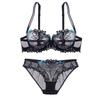 European and American Sexy Lingerie Transparent Mesh Embroidered Bra Set