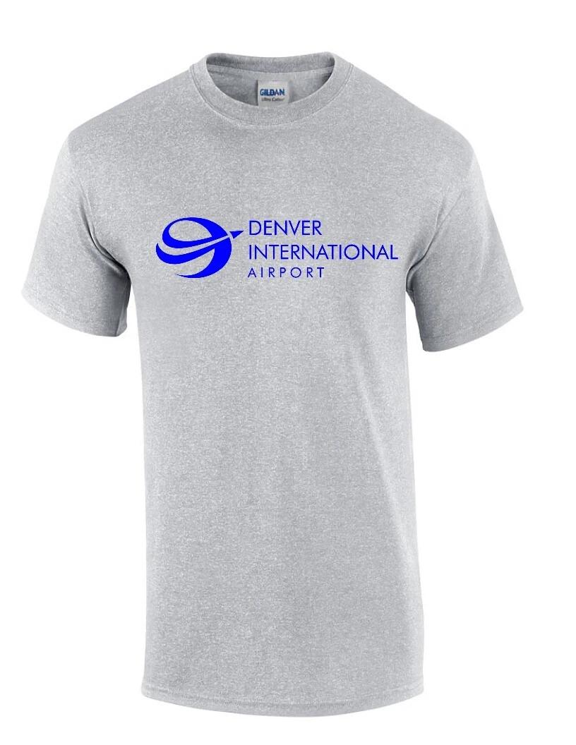 Denver International Airport Tee Shirt Colorado Snow Ski Blue Gray Tee Shirt M