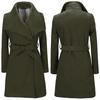 Womens Long Coat Warm Wool Lapel Trench Jacket Cardigan Long Slim Overcoat