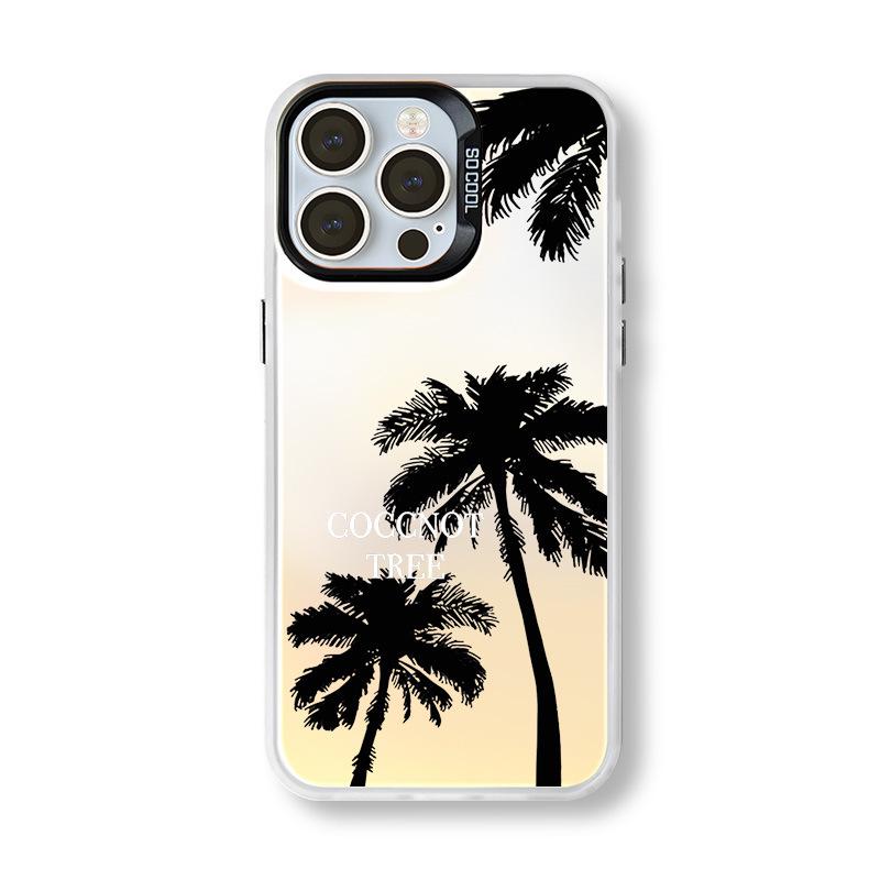 Summer Coconut Tree Silver Phone Case for iPhone 12 Pro Max/13/14/15/16/17