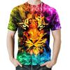 Kids Boys T Shirt Short Sleeve 3D Print Tiger Animal Crewneck Rainbow Children Tops