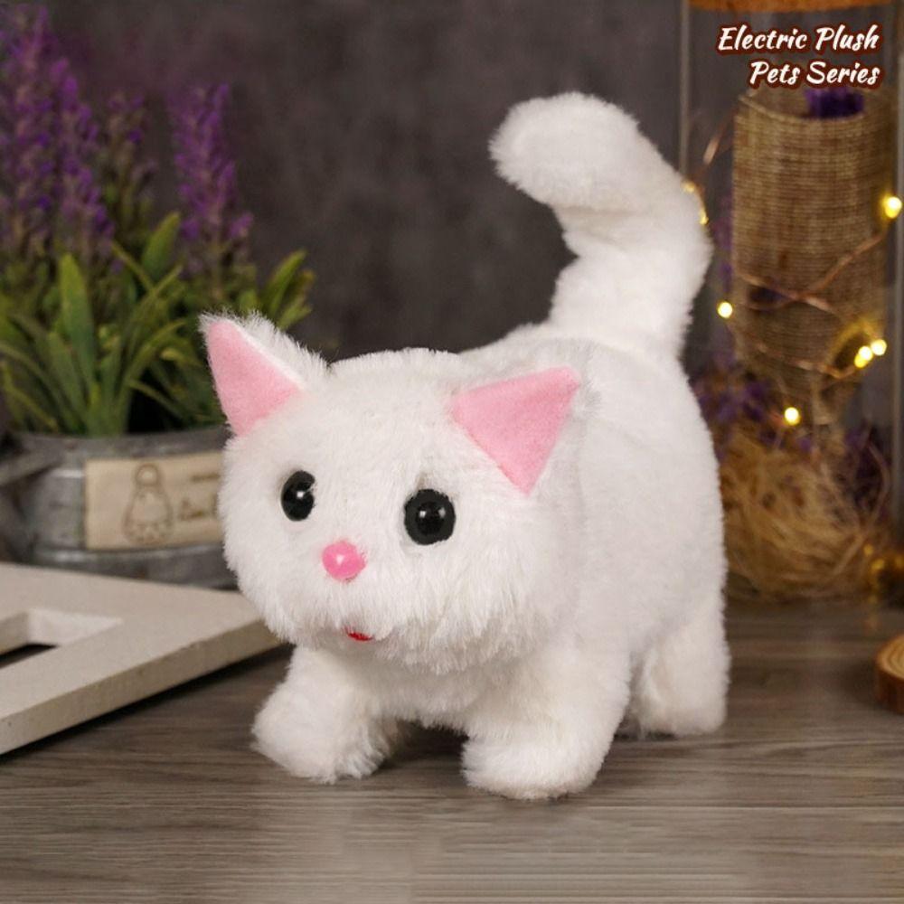 Simulated Plush Electric Cat Toy Makes You Happy Kitten Plush Toy  For Kids Birthday Gift