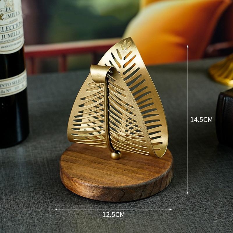 Hollow Metal Paper Towel Rack Light Luxury Home Restaurant El Desktop Paper Towel Storage Golden Leaf Paper Rack