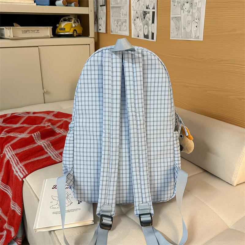 Plaid Women's College Style Backpack Large Capacity Junior Senior High School Student Schoolbag