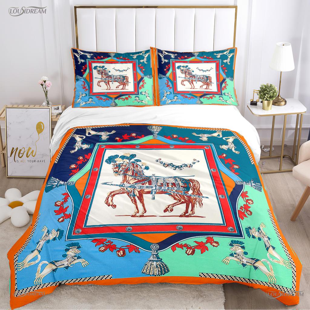 Persia Galoping Horse Al Season Duvet High-End Premium Cover Beding Sets Soft Comfortable Quilt Cover plus Pilowcases Ten Single/Double/Quen/King
