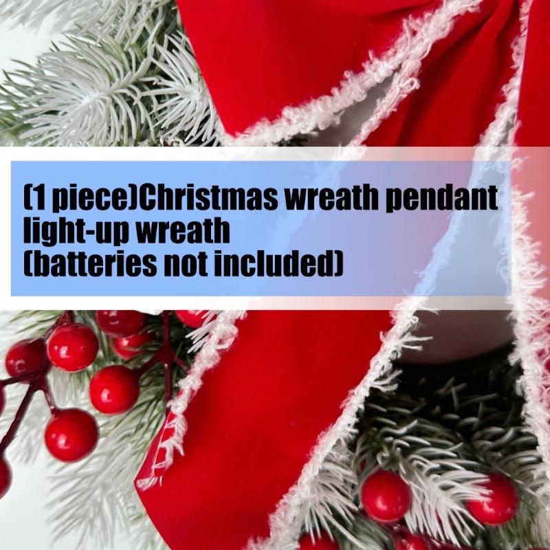 Glowing Plastic Christmas Wreath Ornament Traditional Festival Decors For Home Party Gift Indoor Outdoors Use