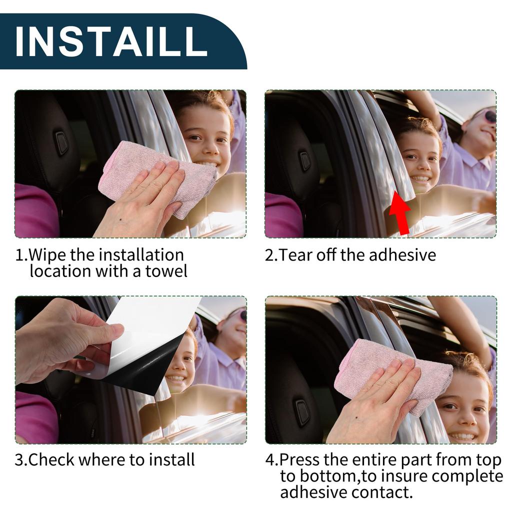 TUCKBOLD Door Pillar Window Trim Anti-Scratch Stickers for Toyota Sequoia 2008-2014, Carbon Fiber Pattern Black, 4 Pieces