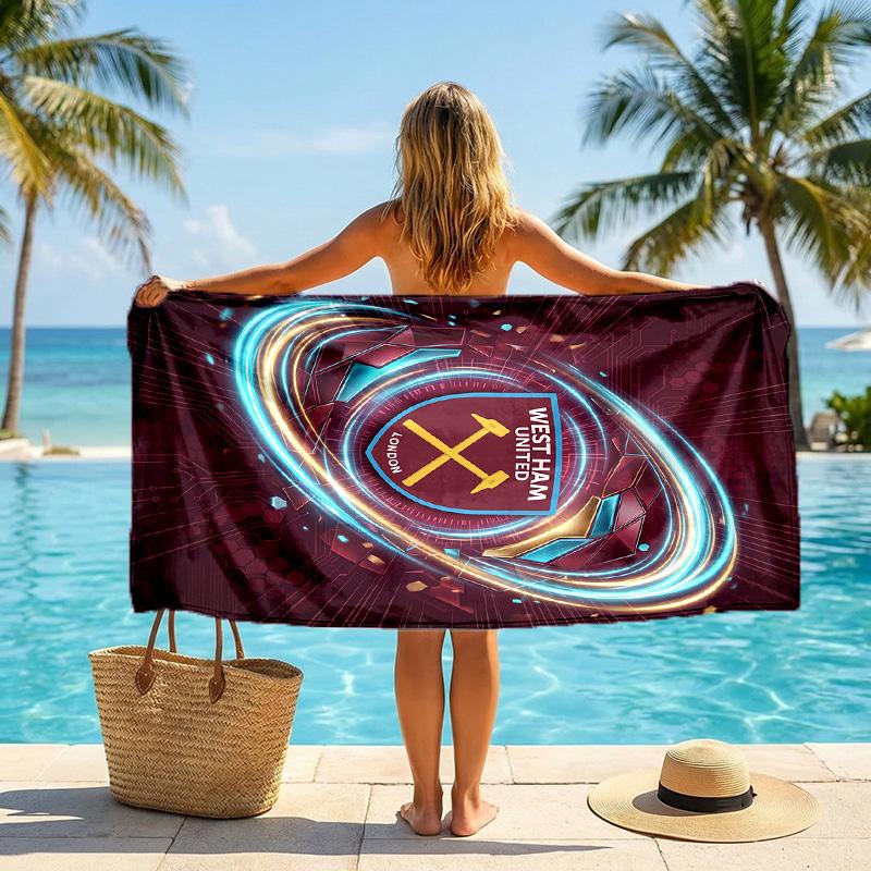 West Ham United Fußball Strandtuch Weiches Mikrofaser Sommerhandtuch Schnelltrocknend Saugfähiges Handtuch für Strand Schwimmbad Reisen
