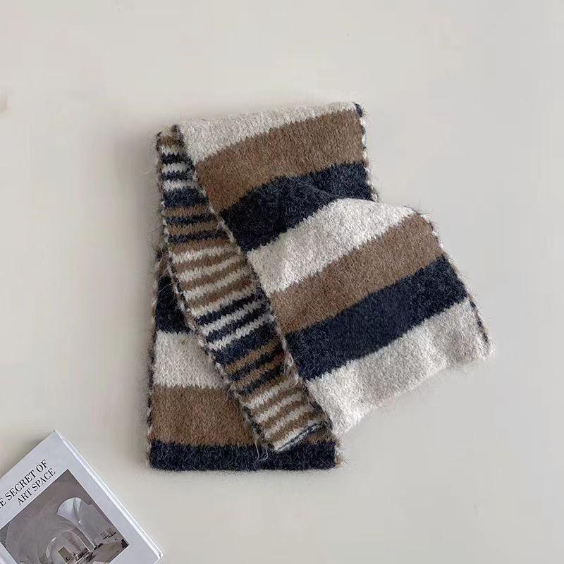 Fashion versatile color matching scarf Comfortable, warm and breathable wool striped color scarf Autumn and winter cold scarf