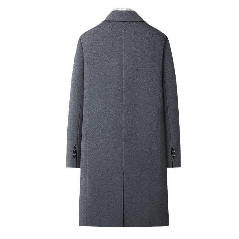 Autumn and Winter Men's Woolen Coat Business Casual Long Knee-length Cotton Thickened Woolen Coat Men's Coat