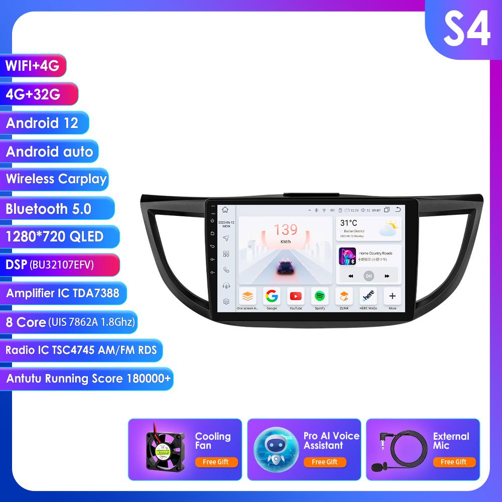 

Ossuret Car Intelligent Systems 2din Android Car Radio for Honda CR-V 4th 2012-2016 Intelligent Multimedia Video GPS Carplay Auto 4G Autoradio WIFI S4 8Core 4G 32G AI