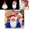 Christmas Latex Santa Claus Cap With White Beard Mask Role Play Fun Props