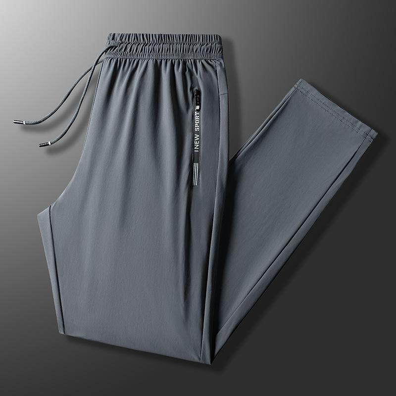 Pantaloni de sport supradimensionați de vară pentru bărbați Pantaloni lungi din mătase de gheață cu grăsime adăugată și pantaloni casual supradimensionați subțiri cu uscare rapidă pentru bărbați